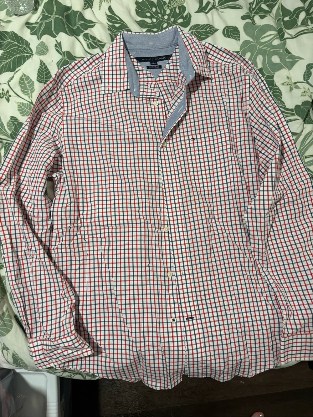 Tommy Hilfiger Navy & Red Grid Button-Down Shirt